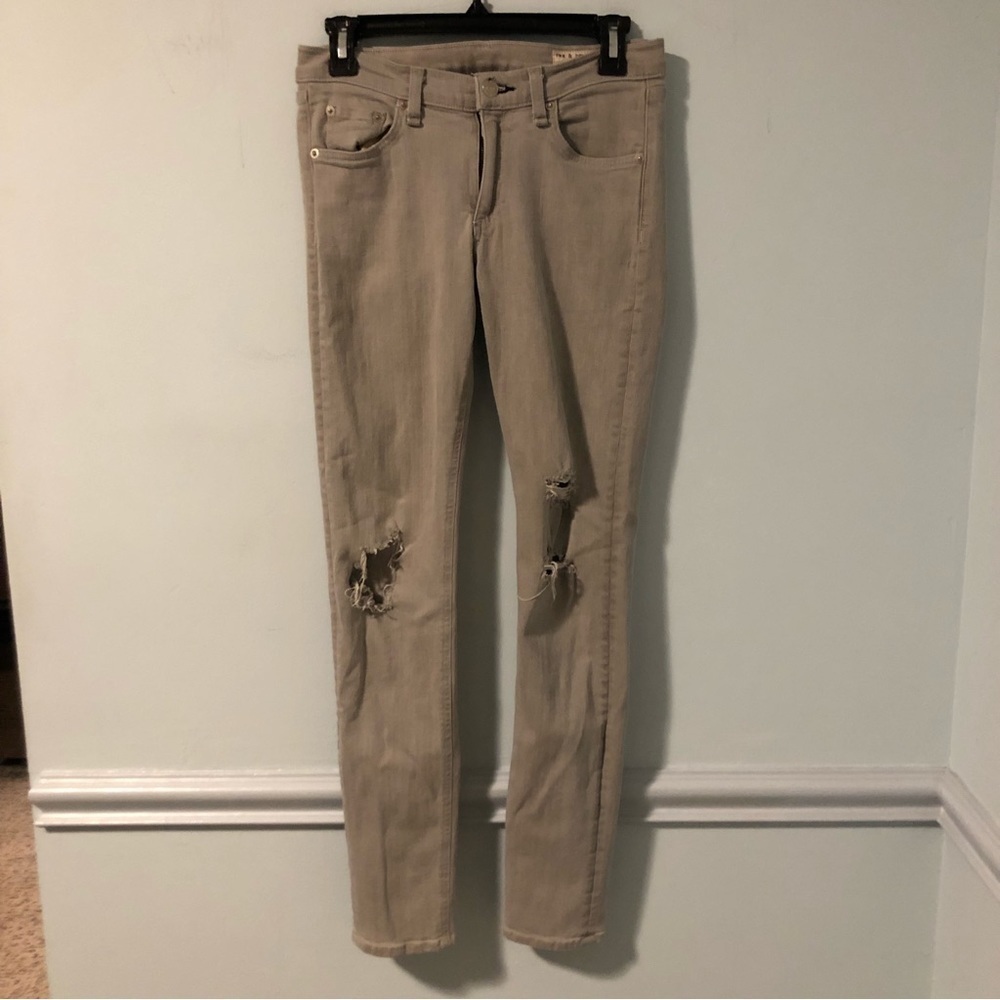 Rag & Bone Gray Ripped Skinny Jeans Size 28